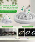 Ten Inch Screw In Ceiling Fan With Light Socket And Remote Controlled Dimmable Led Bulb Three Speeds adjustable angle light bulb.