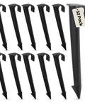 Heavy Duty One-Half Inch Irrigation Tubing Anchor Stakes Six Inch Long, 32-Pack for securing garden hoses, black plastic stakes