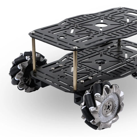 Omni Directional Mecanum Wheel Robot Chassis Kit With 4WD TT Motors Aluminum Alloy Double Layer Smart Car Platform shown