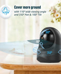 1080P Wireless Indoor Security Camera With Pan Tilt Zoom For Home Nanny Cam Use To Monitor Pets Babies And Seniors