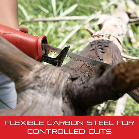 Pruning Reciprocating Saw Blade, Tapered High Carbon Steel For Fast Root And Tree Stump Cutting, 12 Inch Length in use on wood