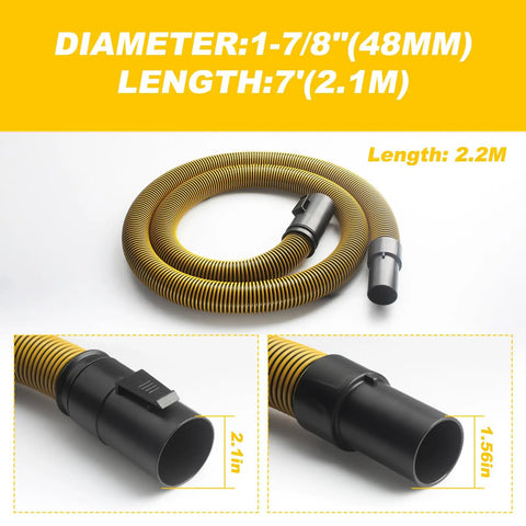 One Seven Eighth Inch Seven Foot Shop Vac Hose For Dewalt Wet Dry Vacuum Six To Ten Gallon Models DXVA19 2500 flexible view