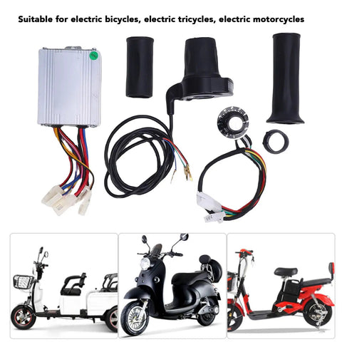 500W Brushed Motor Speed Controller Kit with Aluminum Alloy Throttle Grip Set for Electric Bikes Trikes and Motorcycles 12V