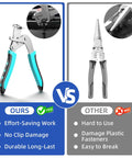 Comparison of Straight Up Pro Grade Car Clip Pliers with ergonomic handle versus traditional pliers for automotive trim removal.