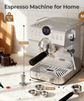 Top Shelf Espresso Machine With Hot And Cold Brew Coffee Maker And Milk Frother For Knockout Cafe Drinks Home 50 Oz Tank LCD Screen.