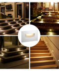 Outdoor Step Lights 3 Pack 120V LED Stair Deck Lights Waterproof Hardwired Dimmable 3000K Warm White Aluminum Finish ETL Wet Rated