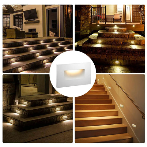 Outdoor Step Lights 3 Pack 120V LED Stair Deck Lights Waterproof Hardwired Dimmable 3000K Warm White Aluminum Finish ETL Wet Rated
