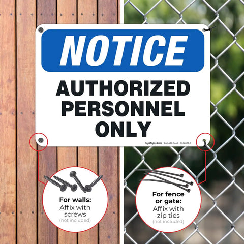 Rugged Aluminum Authorized Personnel Only Sign For Indoor And Outdoor Use, Weatherproof And Rust Free, Clear, Boss Level Security Notice, Professional Grade, Long Lasting, High Visibility on fence and wall