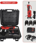 Top-Tier Electric Pipe Crimping Tool With Stainless Steel Jaws For Secure Hydraulic Pressing in portable case with accessories.
