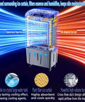 Portable Air Cooler With 40L Water Tank And 3 Speeds Plus 120 Degree Oscillation showing ice crystal cooling and airflow.