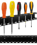 Heavy Duty Screwdriver Holder Wall Mount With 23 Holes, 12.6 Inch Long Tool Organizer Rack For Garage, Workshop Or Shed