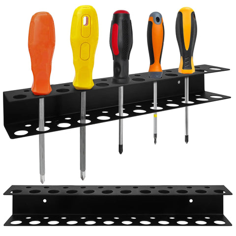 Heavy Duty Screwdriver Holder Wall Mount With 23 Holes, 12.6 Inch Long Tool Organizer Rack For Garage, Workshop Or Shed