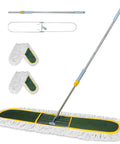 Heavy Duty Commercial Dust Mop For Hardwood Floors With Two Reusable Cotton Yarn Heads And Telescopic Stainless Steel Handle.