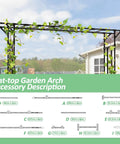 Diagram of Supersize Garden Arch Trellis Flattop 100 Inches Long By 86 Inches High with assembly parts and dimensions.