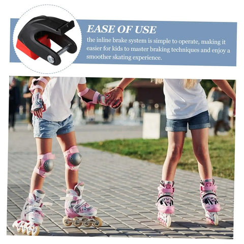 Children using inline skates with Quad Skates Toe Guards Inline Skate Brake System Replacement Kit; focus on ease of use.