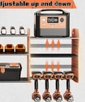 Power Tool Organizer Wall Mount With Charging Station, Three Layer Heavy Duty Garage Storage, 45.6 Inch Wide, Orange