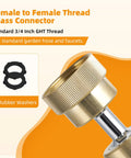 All Brass 360 Degree Swivel Garden Hose Adapter Dual Rotation Female To Female Connector With Extra Washers, Heavy Duty, Leak Proof, Weatherproof Hose Fitting For Outdoor Use, 3/4 inch GHT