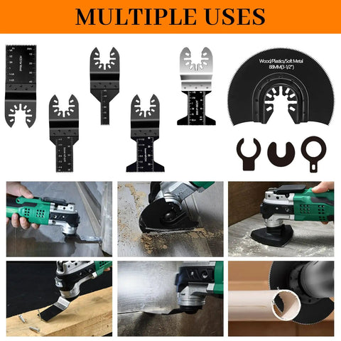 Heavy Duty 50 Pack Oscillating Tool Blades Set, Universal Titanium Multitool Blades for cutting metal, nails, wood, plastic, quick change fit