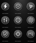 Icons representing features of the Heavy Duty Manual Wire Stripping Machine With Adjustable Hand Crank on a sleek black background.