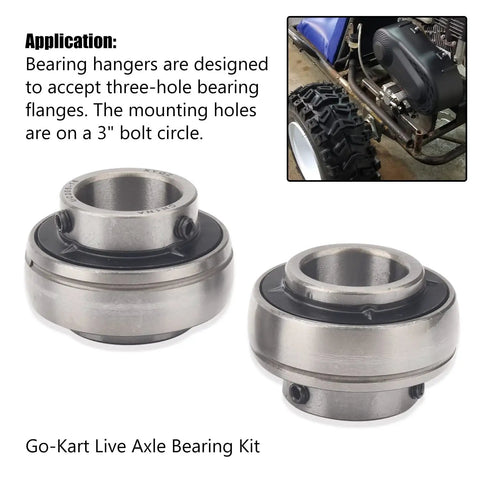 1 Inch Live Axle Bearing Kit Fits Azusa Axles And Common Kart Builds Including Mini Bikes Trikes And Off Road ATVs Three Hole Flangettes