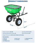 Heavy Duty Tow Behind Broadcast Spreader with 125 lbs hopper and 30 settings, 9.8 ft spread, universal hitch for UTV, ATV, or tractor.