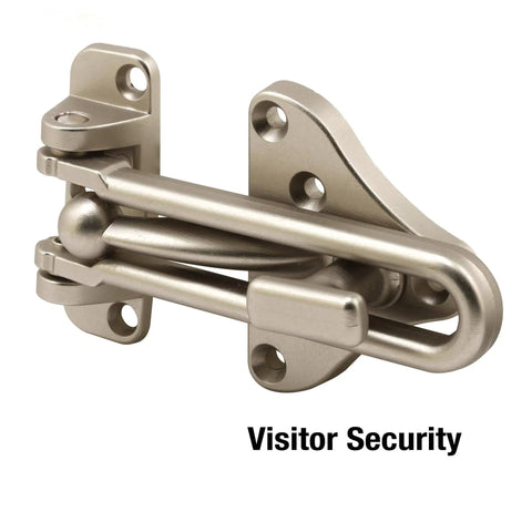 Swing Bar Door Guard With High Security Auxiliary Lock Satin Nickel Finish for door security, side view