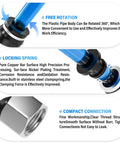 Push To Connect Female Branch Tee Fittings 1/4 Inch Tube OD To 1/4 Inch NPT Thread highlighted by free rotation, locking spring, and compact connection