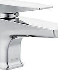 Via One-Handle Low Arc Bathroom Faucet Chrome No Drip With ADA Compliance, sleek chrome finish, side angle view