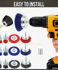 Top Shelf 12 Piece Wire Wheel And Pen Brush Set For Power Drills Featuring 1 4 Inch Round Shank displayed with various brush heads.