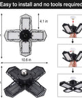 Two Pack 100W LED Garage Lights With Deformable Four Panel Heads, 10000 Lumens Daylight 6000K E26 Base installation view