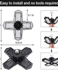 Four Pack 100W Deformable LED Garage Lights With 10000 Lumens Daylight 6000K E26 Ceiling Lighting, installation steps