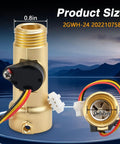 RV Tankless Water Heater Flow Sensor Replacement For Girard GSWH2 And 2GWH24, brass sensor, 0.8in and 0.87in views