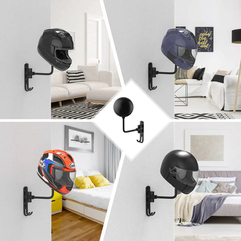 Heavy-Duty Helmet Wall Mount Hanger With 180 Degree Swivel For Motorcycle, ATV, And Bike Gear, Rust-Resistant Aluminum Helmet Holder