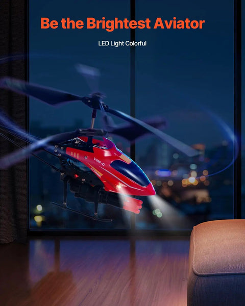 Rad RC Helicopter For Kids With Two Four GHz Remote One Key Takeoff And Landing Altitude Hold Shooting Mode LED Lights Night View