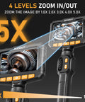 Zoom feature of Ultra Slim 3.9mm Two Way Articulating Borescope With 360 Rotating Endoscope Camera showing 5x magnification.