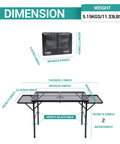 Dimensions of Folding Grill Table For Camping And Tailgating, Adjustable Height And Width, Metal Frame With Mesh Net, Flip Up Side Tables.