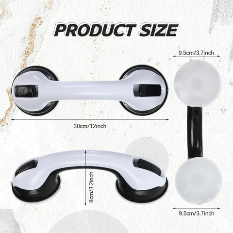 4 Pack 12 Inch Shower Grab Bars For Bathtub Safety With Dual Suction Cups No Slip Handles In Black And Gray Easy Install