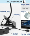 USB Powered UV LED Black Light Clamp Lamp With Flexible Gooseneck Clip 5W 395nm shown with USB and plug options.