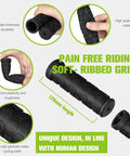 48 Pack Black Bike Handlebar Grips Non Slip Rubber Replacement with hexagon tread, 120mm length, shown with comfort and durability features