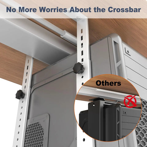 Transform Your Battle Station With This Rock Solid Under Desk PC Mount Bracket, showing clamps and design for secure installation.