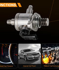 High Pressure Fuel Pump For Chevy Equinox Traverse Impala Camaro Colorado And More Fits GMC Terrain Canyon Buick Enclave LaCrosse Cadillac SRX CTS XTS ATS 2010 To 2021 Replaces GDP106 12641740 with functions of boosting fuel pressure, improving car power, and reducing fuel consumption.