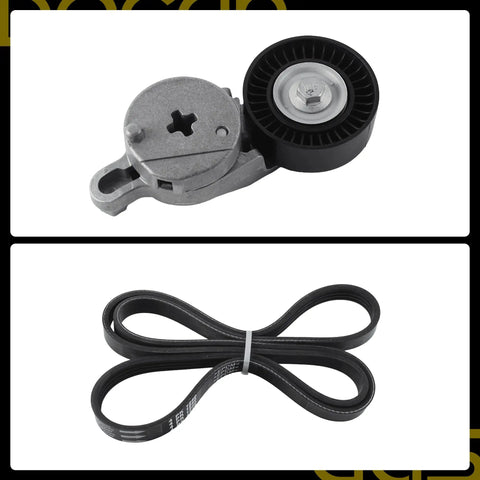 Smooth Drive Belt Tensioner Idler Pulley Kit For Toyota Camry 2010-2011 With 2.5L Gas Engine, includes tensioner and drive belt.