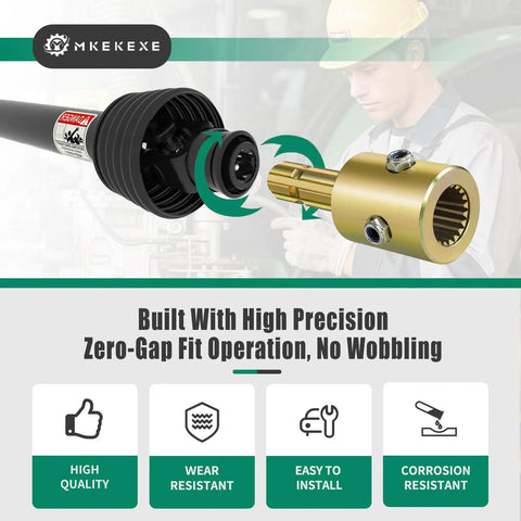 Heavy Duty Pto Extender Adapter For Tractor Shaft Extension Universal 1-3/4 To 1-3/8 Spline showing high precision connection.