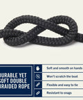 Close-up of Four Pack Six Foot Dock Lines With Five Inch Loops Premium Three Eighths Inch Double Braided Nylon Mooring Rope showing flexibility
