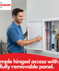 Heavy Duty 8X8 Inch Hinged Drywall Access Panel White Slick Slip In Design For Walls And Ceilings No Sweat Setup No Screws Needed, with a removable door.