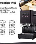 9 Bar OPV Espresso Machine Spring Replacement Kit For Gaggia Classic Pro And Classic next to espresso machine, two springs visible