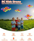 Children playing with Colorful RGB Lights Mini Indoor RC Drone Quadcopter For Kids With 360 Flip Altitude Hold in a grassy field.
