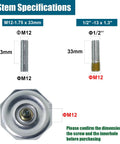 Image showing stem specifications for 2 Inch Stem Leveling Caster Wheels With Ratchet Handle Height Adjustable Heavy Duty Casters.
