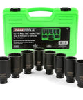 8 Piece Half Inch Drive Axle Nut Socket Set With 12 Point Sockets 29mm 30mm 32mm 34mm 35mm 36mm 38mm 39mm In Case For Front Wheel Drive Vehicles Durable Case Included