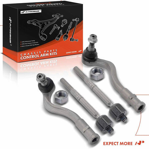 Front Inner And Outer Tie Rod End Kit Replacement For Audi A4 A5 S5 Quattro Models To Fix Uneven Tire Wear And Keep Your Steering Tight And Responsive 2017 2018 2019 2020 2021 2022 2023